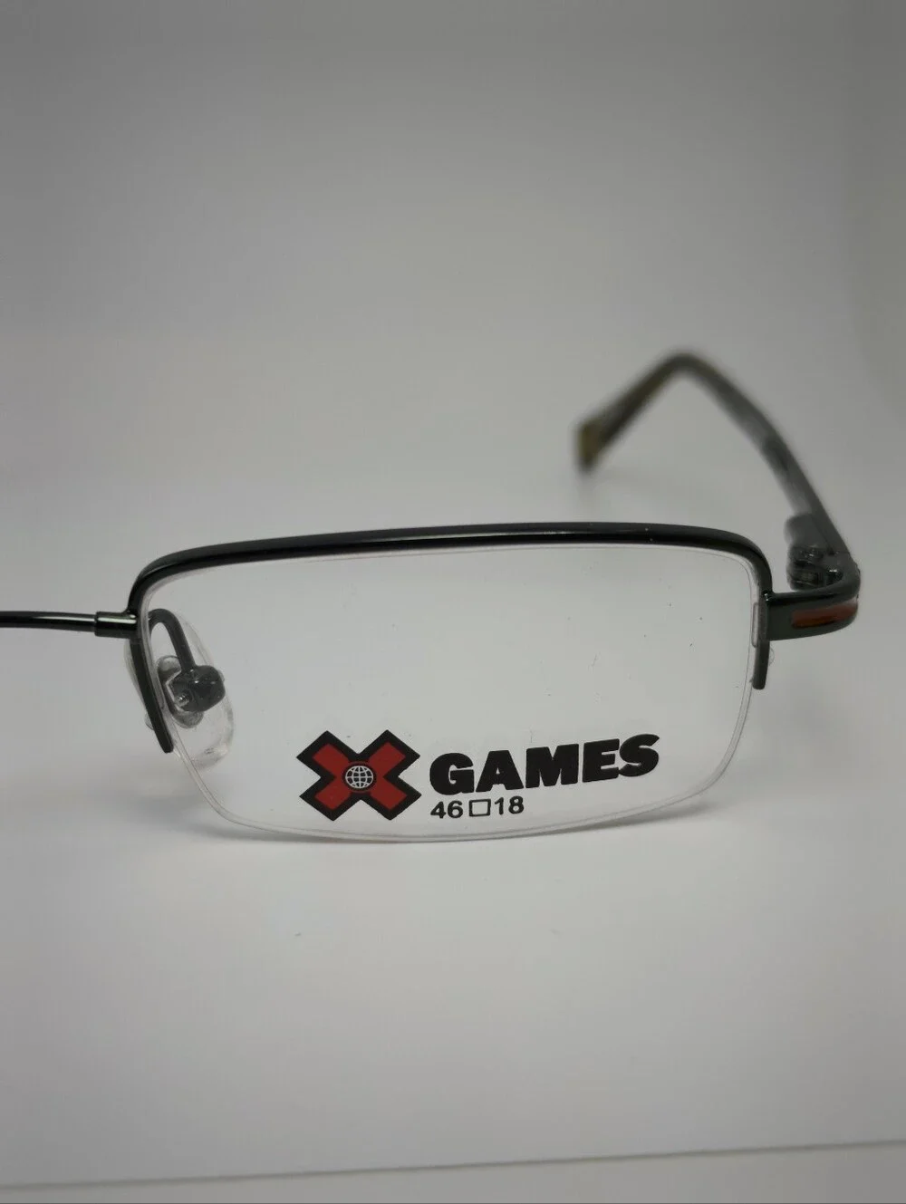 Flexon X Games Youth. Semi-Rimless Eyeglass Frames in Black Green Cyclops